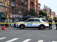 Two people die while riding a motorcycle and crashing into another vehicle in Manhattan, New York, United States, on October 13, 2024. On Su...