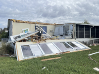 Damage from Hurricane Milton occurs in La Casa Mobile Home Park in North Port, Florida, on October 11, 2024. Hurricane Milton makes landfall...