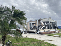 Damage from Hurricane Milton occurs in La Casa Mobile Home Park in North Port, Florida, on October 11, 2024. Hurricane Milton makes landfall...