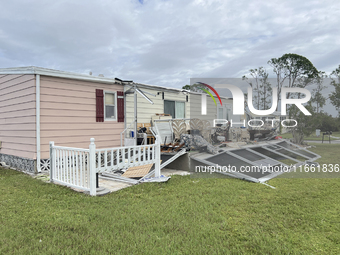 Damage from Hurricane Milton occurs in La Casa Mobile Home Park in North Port, Florida, on October 11, 2024. Hurricane Milton makes landfall...