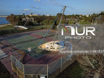 Damage from Hurricane Milton occurs in Punta Gorda, Florida, on October 12, 2024. Hurricane Milton makes landfall near Siesta Key, Florida,...