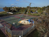 Damage from Hurricane Milton occurs in Punta Gorda, Florida, on October 12, 2024. Hurricane Milton makes landfall near Siesta Key, Florida,...