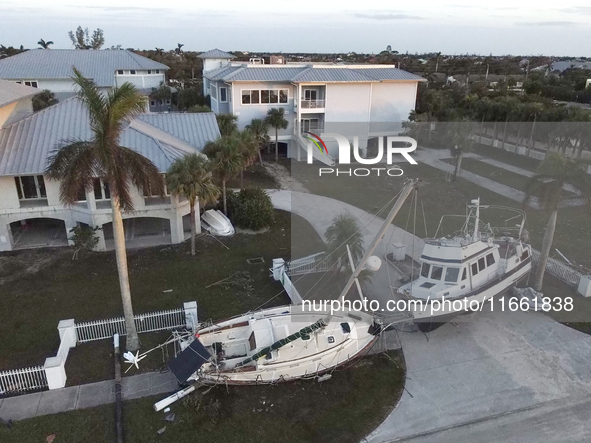 Damage from Hurricane Milton occurs in Punta Gorda, Florida, on October 12, 2024. Hurricane Milton makes landfall near Siesta Key, Florida,...