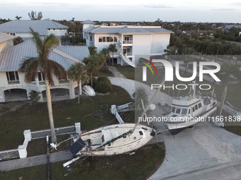 Damage from Hurricane Milton occurs in Punta Gorda, Florida, on October 12, 2024. Hurricane Milton makes landfall near Siesta Key, Florida,...