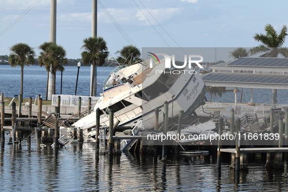 Damage from Hurricane Milton occurs in Punta Gorda, Florida, on October 12, 2024. Hurricane Milton makes landfall near Siesta Key, Florida,...