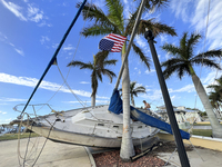 Damage from Hurricane Milton occurs in Punta Gorda, Florida, on October 12, 2024. Hurricane Milton makes landfall near Siesta Key, Florida,...