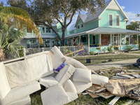 Damage from Hurricane Milton occurs in Punta Gorda, Florida, on October 12, 2024. Hurricane Milton makes landfall near Siesta Key, Florida,...