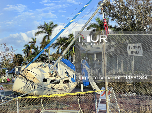 Damage from Hurricane Milton occurs in Punta Gorda, Florida, on October 12, 2024. Hurricane Milton makes landfall near Siesta Key, Florida,...