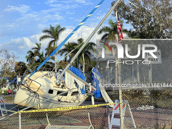 Damage from Hurricane Milton occurs in Punta Gorda, Florida, on October 12, 2024. Hurricane Milton makes landfall near Siesta Key, Florida,...