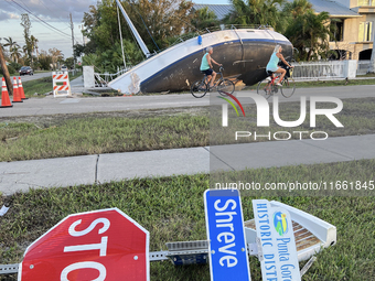 Damage from Hurricane Milton occurs in Punta Gorda, Florida, on October 12, 2024. Hurricane Milton makes landfall near Siesta Key, Florida,...