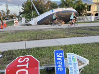 Damage from Hurricane Milton occurs in Punta Gorda, Florida, on October 12, 2024. Hurricane Milton makes landfall near Siesta Key, Florida,...