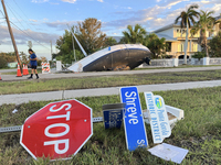 Damage from Hurricane Milton occurs in Punta Gorda, Florida, on October 12, 2024. Hurricane Milton makes landfall near Siesta Key, Florida,...