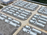 The CGNPC Zaozhuang 400MW project is the largest single energy storage in Shandong Province, China, in Zaozhuang, China, on October 13, 2024...