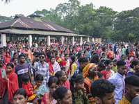 Bangladeshi Hindu devotees join a rally to immerse an idol of their deity 'Durga' during the final day (Vijaya Dashami) of the Durga Puja fe...