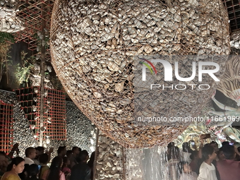 Devotees visit the Puja Pandal during the Dushhera-Vijaya Dashami festival on the final day of Durga Puja in Siliguri, India, on October 13,...