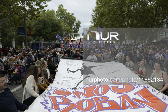 Madrid stands for the right to decent housing. Almost 40 collectives take to the streets in Madrid, Spain, on October 13, 2024, to fight aga...