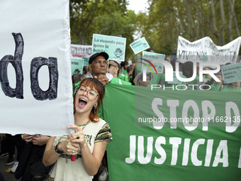 Madrid stands for the right to decent housing. Almost 40 collectives take to the streets in Madrid, Spain, on October 13, 2024, to fight aga...