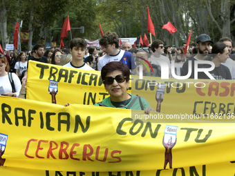 Madrid stands for the right to decent housing. Almost 40 collectives take to the streets in Madrid, Spain, on October 13, 2024, to fight aga...