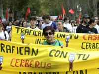 Madrid stands for the right to decent housing. Almost 40 collectives take to the streets in Madrid, Spain, on October 13, 2024, to fight aga...