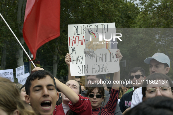 Madrid stands for the right to decent housing. Almost 40 collectives take to the streets in Madrid, Spain, on October 13, 2024, to fight aga...