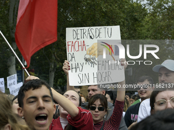 Madrid stands for the right to decent housing. Almost 40 collectives take to the streets in Madrid, Spain, on October 13, 2024, to fight aga...