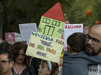 Madrid stands for the right to decent housing. Almost 40 collectives take to the streets in Madrid, Spain, on October 13, 2024, to fight aga...