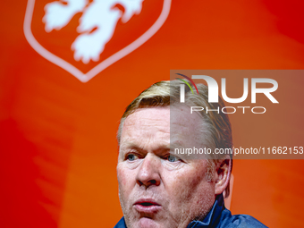 Netherlands trainer Ronald Koeman speaks during the press conference at the Allianz Arena for the UEFA Nations League, League phase, Matchda...