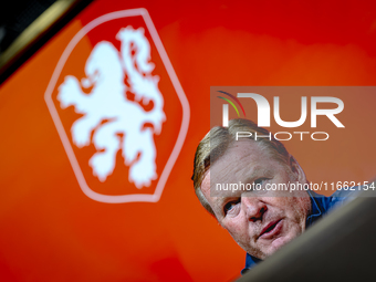 Netherlands trainer Ronald Koeman speaks during the press conference at the Allianz Arena for the UEFA Nations League, League phase, Matchda...