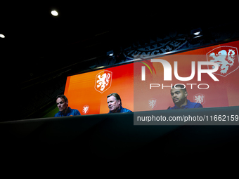 Netherlands trainer Ronald Koeman and Netherlands forward Cody Gakpo attend the press conference at the Allianz Arena for the UEFA Nations L...