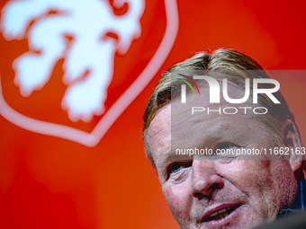 Netherlands trainer Ronald Koeman speaks during the press conference at the Allianz Arena for the UEFA Nations League, League phase, Matchda...