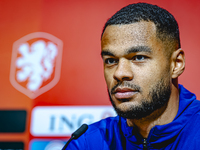 Netherlands trainer Ronald Koeman and Netherlands forward Cody Gakpo attend the press conference at the Allianz Arena for the UEFA Nations L...