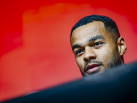 Netherlands forward Cody Gakpo speaks during the press conference in Munich, Germany, on October 13, 2024, at the Allianz Arena for the UEFA...