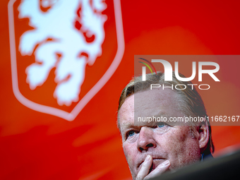 Netherlands trainer Ronald Koeman speaks during the press conference at the Allianz Arena for the UEFA Nations League, League phase, Matchda...