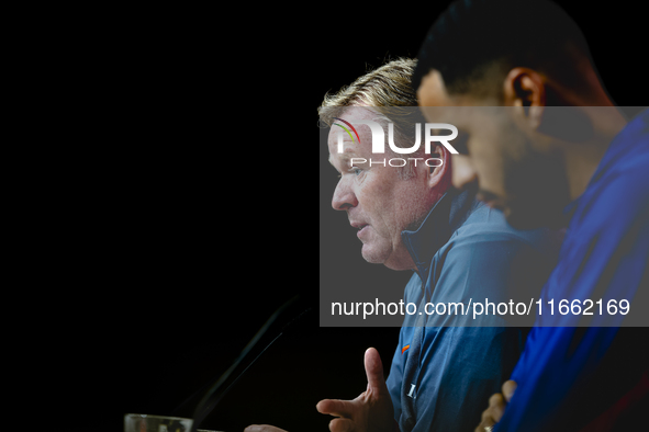 Netherlands trainer Ronald Koeman speaks during the press conference at the Allianz Arena for the UEFA Nations League, League phase, Matchda...