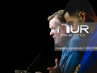 Netherlands trainer Ronald Koeman speaks during the press conference at the Allianz Arena for the UEFA Nations League, League phase, Matchda...