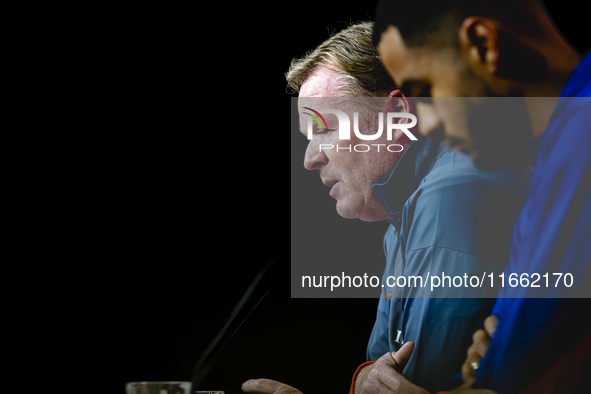 Netherlands trainer Ronald Koeman speaks during the press conference at the Allianz Arena for the UEFA Nations League, League phase, Matchda...