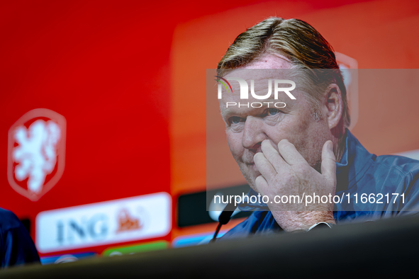 Netherlands trainer Ronald Koeman speaks during the press conference at the Allianz Arena for the UEFA Nations League, League phase, Matchda...