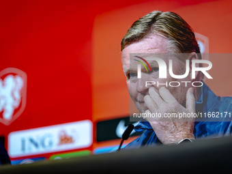 Netherlands trainer Ronald Koeman speaks during the press conference at the Allianz Arena for the UEFA Nations League, League phase, Matchda...