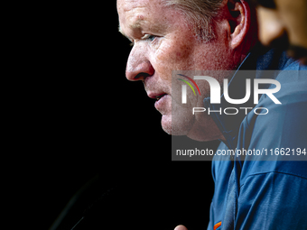 Netherlands trainer Ronald Koeman speaks during the press conference at the Allianz Arena for the UEFA Nations League, League phase, Matchda...