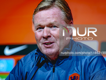 Netherlands trainer Ronald Koeman speaks during the press conference at the Allianz Arena for the UEFA Nations League, League phase, Matchda...