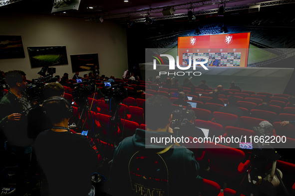 Netherlands trainer Ronald Koeman and Netherlands forward Cody Gakpo attend the press conference at the Allianz Arena for the UEFA Nations L...