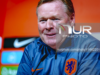 Netherlands trainer Ronald Koeman speaks during the press conference at the Allianz Arena for the UEFA Nations League, League phase, Matchda...