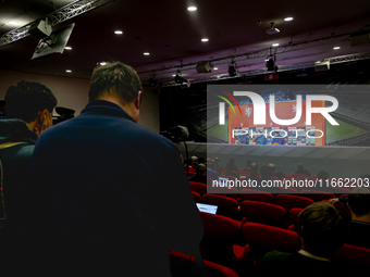 Netherlands trainer Ronald Koeman and Netherlands forward Cody Gakpo attend the press conference at the Allianz Arena for the UEFA Nations L...