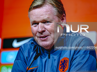 Netherlands trainer Ronald Koeman speaks during the press conference at the Allianz Arena for the UEFA Nations League, League phase, Matchda...