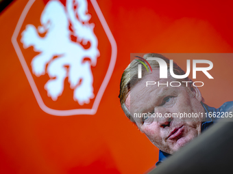 Netherlands trainer Ronald Koeman speaks during the press conference at the Allianz Arena for the UEFA Nations League, League phase, Matchda...