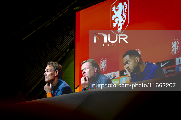 Netherlands trainer Ronald Koeman and Netherlands forward Cody Gakpo attend the press conference at the Allianz Arena for the UEFA Nations L...