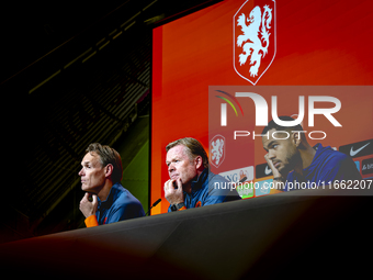 Netherlands trainer Ronald Koeman and Netherlands forward Cody Gakpo attend the press conference at the Allianz Arena for the UEFA Nations L...