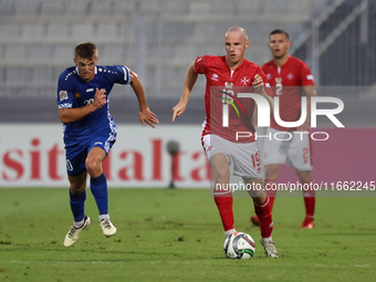 Trent Buhagiar of Malta is in action during the UEFA Nations League, League D, Group D2 match between Malta and Moldova at the National Stad...