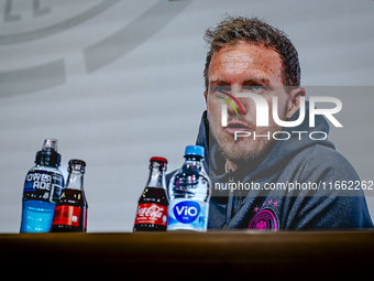 Germany trainer Julian Nagelsmann speaks during the press conference at the Allianz Arena for the UEFA Nations League, League phase, Matchda...