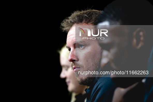 Germany trainer Julian Nagelsmann speaks during the press conference at the Allianz Arena for the UEFA Nations League, League phase, Matchda...